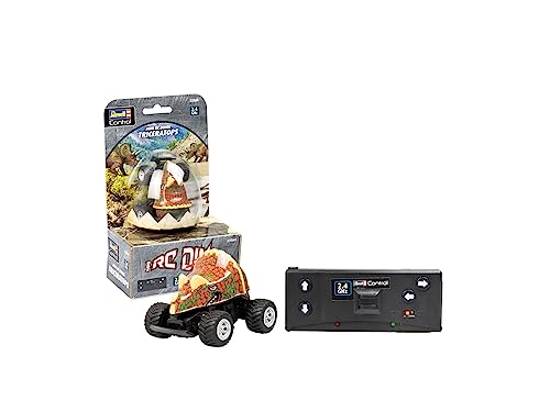 Revell Control Mini RC Triceratops I Ferngesteuerte Dinosaurier Autos für Kinder und Erwachsene I Mit 2,4 GHz Fernbedienung I Bis zu 5 km/h schnell I In Dino-Ei Verpackung I Ab 6 Jahren von Revell Control