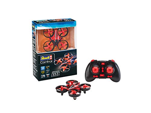 Revell Control 23823 RC Quadcopter FIZZ, 4-Kanal GHz-Fernsteuerung, einfach zu fliegen, Gyro, Rotorschutz, Geschwindigkeitsstufen ferngesteuerte Drohne, rot/schwarz von Revell