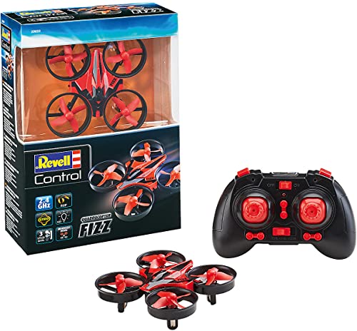 Revell Control 23823 RC Quadcopter FIZZ, 4-Kanal GHz-Fernsteuerung, einfach zu fliegen, Gyro, Rotorschutz, Geschwindigkeitsstufen ferngesteuerte Drohne, rot/schwarz von Revell