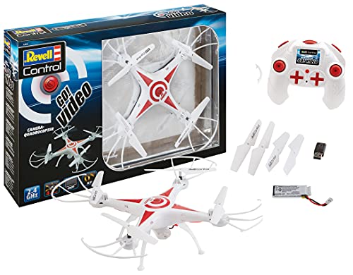 Revell 23858 RC Kamera-Quadrocopter GO Video, GHz, Akku, Flip-Funktion, Rotorschutz, Geschwindigkeitsstufen ferngesteuerter Quadcopter, weiß, 31cm von Revell Control