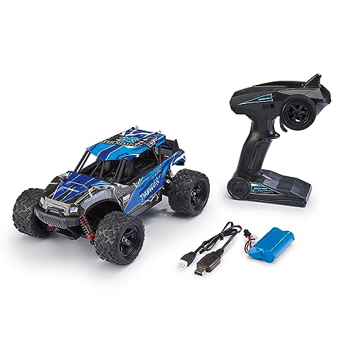 Revell Control X-TREME Monster Truck "Cross Thunder" I RC-Truggy im Maßstab 1:18 I Allradantrieb und Bulldog-Reifen I Bis zu 50 km/h schnell I Mit -Li-Ionen-Akku I 20 Minuten Fahrzeit, Blau von Revell Control X-treme