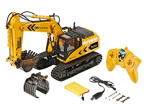 Revell Control 24924 RC Raupenbagger Digger 2.0, Kettenantrieb, wechselbare Schaufel und Baumgreifer, Outdoor-tauglich, Akku Ferngesteuerter Bagger, 2.4 GHz, gelb von Revell Control