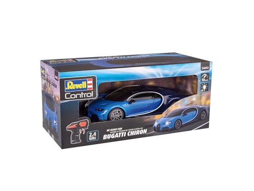 Revell Control I RC Scale Car Bugatti Chiron I Maßstab 1:24 I 2.4 GHz Fernsteuerung I LED-Frontbeleuchtung I Geschwindigkeit 10 km/h I Länge 198 mm I Ab 8 Jahren von Revell Control