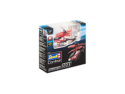 Revell Control 23841 RC Helikopter RTF, ferngesteuerter Hubschrauber für Einsteiger, 3-CH IR Fernsteuerung, einfach zu fliegen, elektrischer Gyro, sehr stabil, USB-Ladekabel, nur Indoor - TOXI, Rot von Revell Control