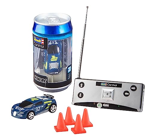 Revell Control Mini RC Car Racer I I Maßstab 1:43 I Ideal für Kinder und Rennbegeisterte I Zwei Betriebsfrequenzen für packende Rennen I Geeignet für Innen- und Außenbereiche, Blau von Revell Control