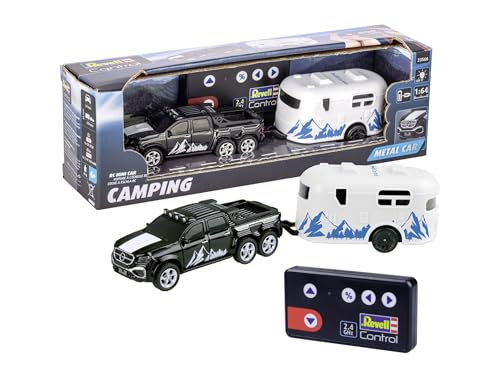 Revell Control, Mini RC Car mit Camper, Maßstab 1:64, Ab 6 Jahren, Funkfrequenz: GHz, Camping-Abenteuer im Kleinformat, Realistisches Design, Funkgesteuertes Spielzeugauto, Drinnen & draußen geeignet von Revell Control