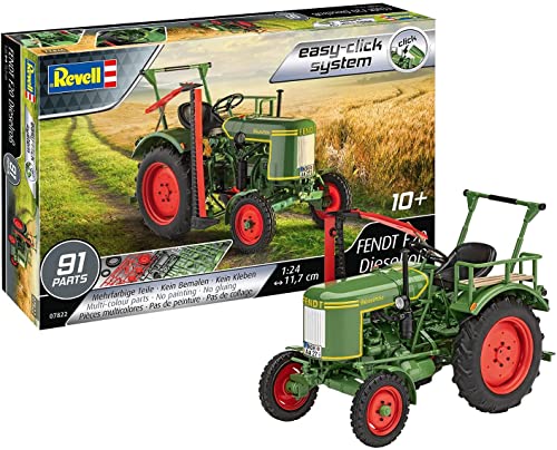 Revell 07822 Fendt F20 Dieselroß Fahrzeug Modellbausatz für Einsteiger mit dem Easy-Click-System, farbige Bauteile, grün, 11,7 cm von Revell