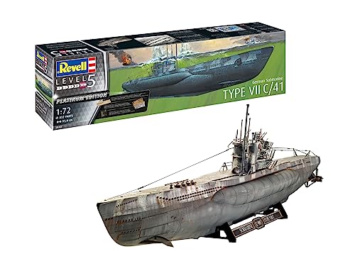 Revell GmbH 05163 5163 1:72 German U-Boot Typ VII C/41 Platinum (Limited Edition) Plastikmodellbausatz, Mehrfarbig, 1/72 RV05163 von Revell