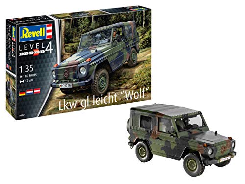 Revell Modellbausatz Lkw GL Leicht Wolf I Maßstab 1:35 I Detailgetreue Nachbildung mit vielseitigen Darstellungsmöglichkeiten I Abziehbilder für verschiedene Einsatzszenarien von Revell