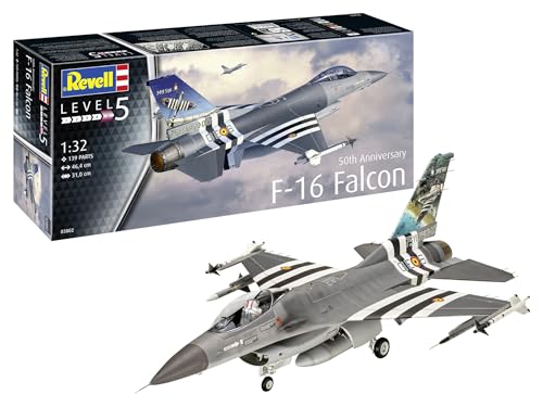 Revell Modellbau, Model Set F-16 Falcon 50. Jahrestag, Maßstab 1:32, 150 Teile, Bastelset ab 13 Jahren, Detailgetreues Modell, Flugzeugmodell, Modellbausatz Revell Modellbau, Model Set F-16 Falcon 50. Jahrestag, Maßstab 1:32, 150 Teile, Bastelset ab 13 Jahren, Detailgetreues Modell, Flugzeugmodell, Modellbausatz von Revell