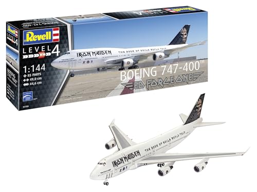 Revell Modellbausatz Boeing 747-400 Ed Force One | Einzigartiges Tour-Jumbo von Iron Maiden | Detaillierte CF-6-Triebwerke & Fahrwerke | Inkl. Kleber und Pinsel von Revell