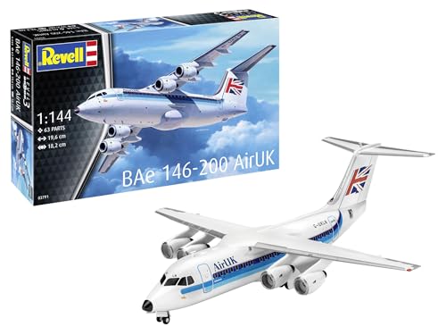 Revell Modellbau 03791 BAe 146 (RJ85) Aircraft 1:144 Scale Unbuilt/Unpainted Plastic Model Kit Revell Modelbau, Geformte Farbe von Revell