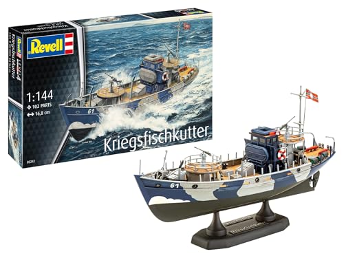 Revell Modellbausatz I KFK (Kriegsfischkutter) I Historischer Modellbausatz eines Deutschen Hilfsschiffes aus dem Zweiten Weltkrieg I Detailliertes Deck und Strukturen I Authentische Abziehbilder von Revell