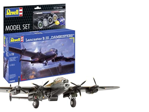 Revell Modellbausatz Lancaster B.III DAMBUSTERS | Berühmter schwerer Bomber der RAF | Maßstabsgetreu inkl. Rotationsbombe, Kleber und Pinsel von Revell