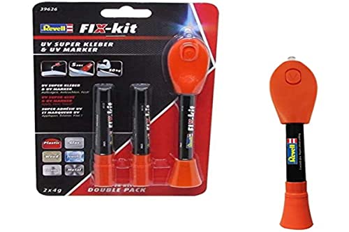 Revell Modellbau FIX-kit UV Superkleber + Nachfüllpack I Praktisches Set für Modellbau I Inklusive Nachfüllpack für langlebigen Einsatz I Starker, schneller Kleber von Revell