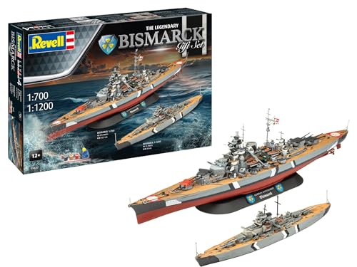 Revell Modellbau Gift Set 05637 The Legendary Bismarck 700 + 1:1200 Scale Model Kits & Accessories Militärschiff Revell Modelbau, Unlackiert von Revell