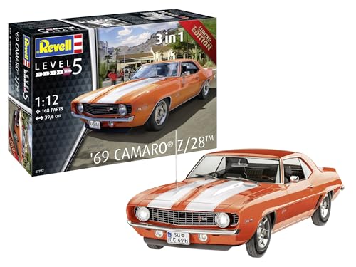 Revell Modellbau I '69 Chevy Camaro I Bausatz I Maßstab 1:12 I 155 Teile I Bastelset ab 13 Jahren I Detailgetreues Modell I Sportwagen I Authentische Nachbildung von Revell