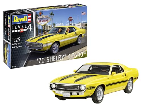 Revell Modellbau I '70 Shelby Mustang GT500 I Bausatz I Maßstab 1:25 I 120 Teile I Bastelset ab 12 Jahren I Detailgetreues Modell I Sportwagen I Authentische Nachbildung von Revell