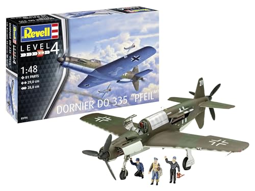 Revell Modellbau, Do335 Pfeil, Bausatz, Maßstab 1:48, 81 Teile, Bastelset ab 12 Jahren, Präzises Flugzeugmodell mit realistischen Details, Molded Color von Revell