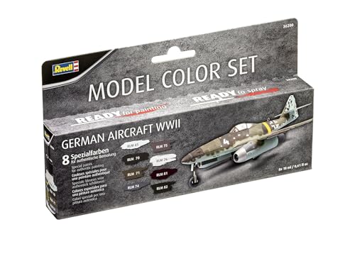 Revell Modellbau I Farbset Deutsche Flugzeuge WWII Farben Set I 8 Farben im Set für Flugzeuge zum bemalen I Authentischer Look für die Luftwaffe I Anwendung mit Airbrush und Pinsel möglich von Revell