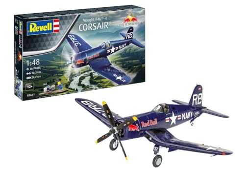 Revell Modellbau, Flying Bulls F4U-4 Corsair, Bausatz, Maßstab 1:48, 46 Teile, Bastelset ab 12 Jahren, Detailgetreues Modell, Kampfflugzeug, Authentische Nachbildung von Revell