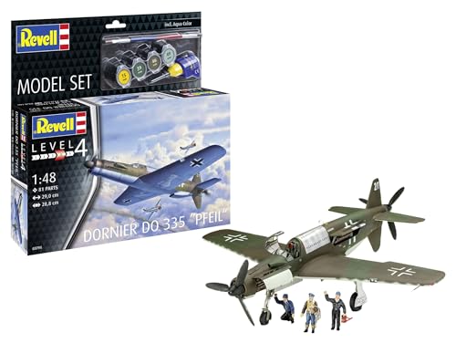 Revell Modellbau I Model Set Do335 Pfeil I Bausatz I Maßstab 1:72 I 110 Teile I Bastelset ab 12 Jahren I Detailgetreues Modell I Kampfflugzeug I Authentische Nachbildung von Revell