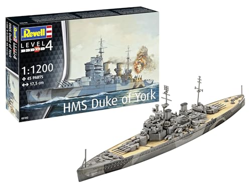 Revell Modellbau I Model Set HMS Duke of York I Maßstab 1:1200 I 45 Teile I Bastelset ab 12 Jahren I Detailgetreues Modell I Historisches Schiff I Modellbausatz, Molded Color von Revell