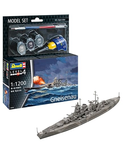 Revell Modellbau, Model Set Schlachtschiff Gneisenau, Maßstab 1:1200, 48 Teile, Ab 12 Jahren, Historisches Modell, Authentische Nachbildung von Revell