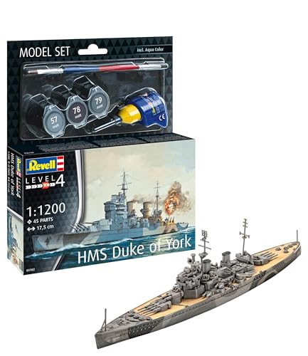 Revell Modellbau I Model Set Schlachtschiff HMS Duke of York I Maßstab 1:1200 I 45 Teile I Ab 12 Jahren I Historisches Modell I Authentische Nachbildung von Revell