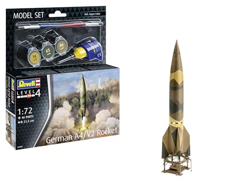 Revell Modellbausatz German A4/V2 Rocket | Pionier der Raumfahrt mit Flüssigkeitstriebwerk | Maßstabsgetreu mit Startplattform | Zubehör inkl. Kleber und Pinsel von Revell