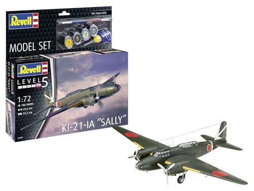 Revell Modellbausatz Ki-21-Ia, Langstreckenbomber – Detailliertes Modell mit Sternmotoren, beweglichen Teilen & historischen Abziehbildern – Inklusive Farben, Kleber & Pinsel – Für Luftfahrtfans von Revell