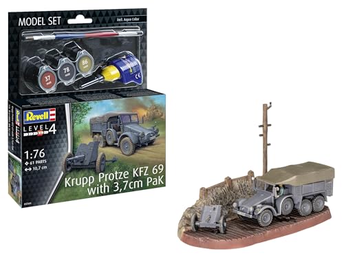 Revell Modellbausatz Krupp Protze KFZ 69 | Leichter Geländewagen mit Allradantrieb | Maßstabsgetreu mit Dioramaplatte | Zubehör inkl. Kleber und Pinsel von Revell