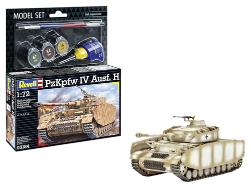 Revell Modellbausatz PzKpfw. IV AUSF.H | Rückgrat der Deutschen Panzerverbände im WWII | Maßstabsgetreu mit realistischen Ketten | Zubehör inkl. Kleber und Pinsel von Revell