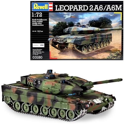 Revell Modellbausatz Panzer 1:72 - Leopard 2 A6/A6M im Maßstab 1:72, Level 4, originalgetreue Nachbildung mit vielen Details, 03180, Keine von Revell