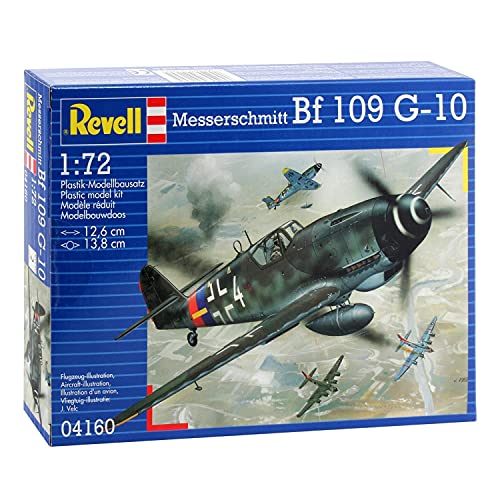 Revell Modellbausatz Flugzeug 1:72 - Messerschmitt Bf109 G-10 im Maßstab 1:72, Level 3, originalgetreue Nachbildung mit vielen Details, 04160, Originalfarbe von Revell