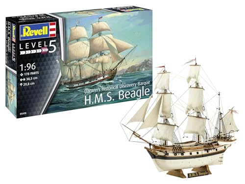 Revell Modellbau I H.M.S. Beagle I Bausatz I Maßstab 1:96 I 178 Teile I Bastelset ab 13 Jahren I Detailgetreues Modell I Segelschiff I Authentische Nachbildung von Revell