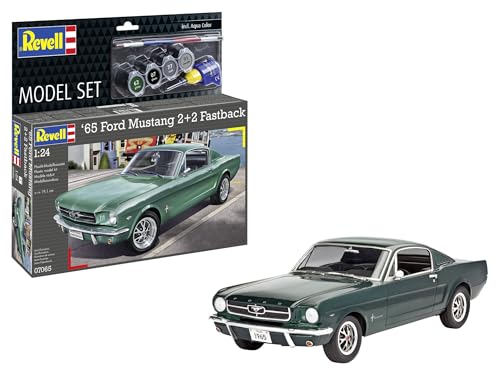 Revell Modellbausatz 1965 Ford Mustang 2+2 Fastback | Klassisches Design | Detailgetreue Karosserie, Motor & authentischer Innenraum | Inkl. Kleber und Pinsel von Revell