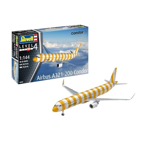 Revell Modellbausatz A321-200 Condor | Modellnachbildung des Airbus A321neo | Cockpitnachbildung, 2 Triebwerksoptionen & detailliertes Fahrwerk von Revell