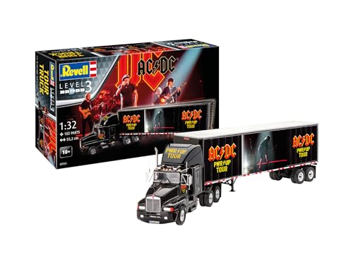 Revell Modellbausatz AC/DC Tour Truck & Trailer Power Up | Spezialdesign Jubiläumstour 2024 | Maßstabsgetreu inkl. Chromteile, Kleber und Pinsel von Revell