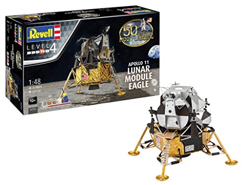 Revell Modellbausatz Apollo 11 Mondlandefähre Eagle I Maßstab 1:48 I 75 Teile I Nachbildung von Neil Armstrongs historischer Reise I Geschenkset inkl Farben und Kleber I Detailreicher Modellbausatz von Revell