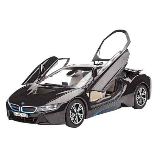 Revell Modellbausatz Auto 1:24 - BMW i8 im Maßstab 1:24, Level 4, originalgetreue Nachbildung mit vielen Details, , Model Set mit Basiszubehör, 67008, 10 Jahre to 99 Jahre, Schwarz von Revell