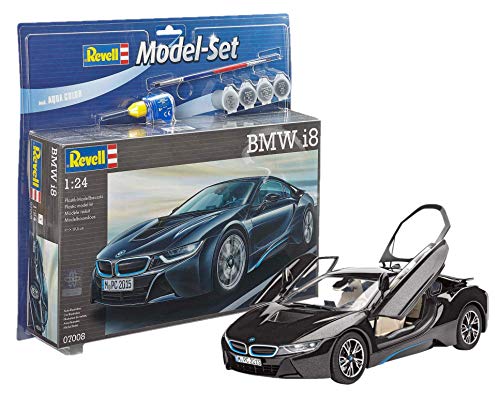 Revell Modellbausatz Auto 1:24 - BMW i8 im Maßstab 1:24, Level 4, originalgetreue Nachbildung mit vielen Details, , Model Set mit Basiszubehör, 67008, 10 Jahre to 99 Jahre, Schwarz von Revell