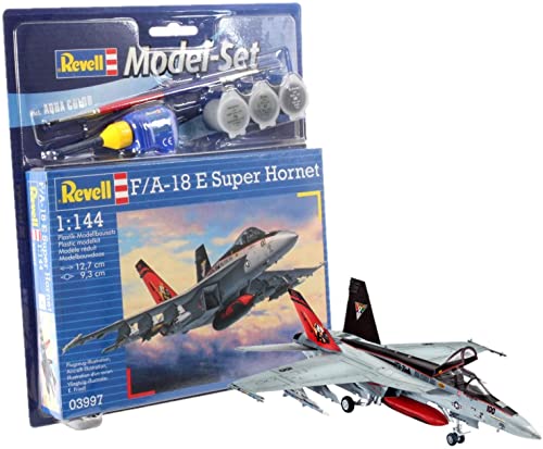 Revell Modellbausatz Flugzeug 1:144 - F/A-18E Super Hornet im Maßstab 1:144, Level 4, originalgetreue Nachbildung mit vielen Details, , Model Set mit Basiszubehör, 63997 von Revell