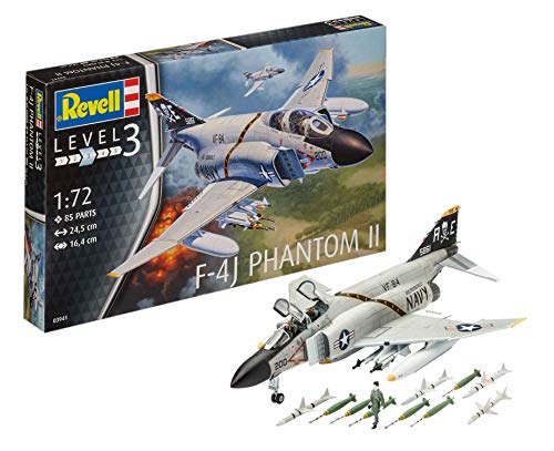 Revell Modellbausatz Flugzeug 1:72 - F-4J Phantom II im Maßstab 1:72, Level 3, originalgetreue Nachbildung mit vielen Details, 03941, 10 Jahre to 99 Jahre von Revell