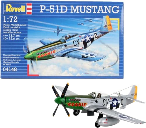 Revell Modellbausatz Flugzeug 1:72 - P-51D Mustang im Maßstab 1:72, Level 3, originalgetreue Nachbildung mit vielen Details, 04148 von Revell