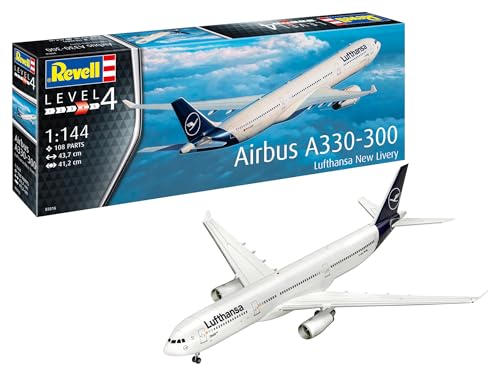 Revell Modellbausatz I Airbus A330-300 Lufthansa New Livery I Detailreicher Level 4 Flugzeug Bausatz I 105 Teile I Maßstab 1:144 I für Kinder und Erwachsene ab 12 Jahren, Weiß von Revell