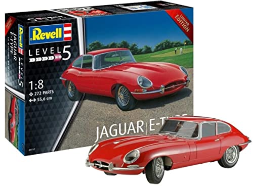 Revell Modellbausatz I Jaguar E-Type I Detailreicher Level 5 Auto Bausatz I 272 Teile I Maßstab 1:8 I für Kinder und Erwachsene ab 13 Jahren, Rot von Revell