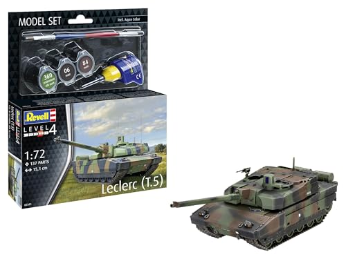 Revell Modellbausatz Leclerc (T.5) | französischer Kampfpanzer | Mit drehbarem Turm & detaillierten Oberflächen | Inkl. Kleber und Pinsel von Revell