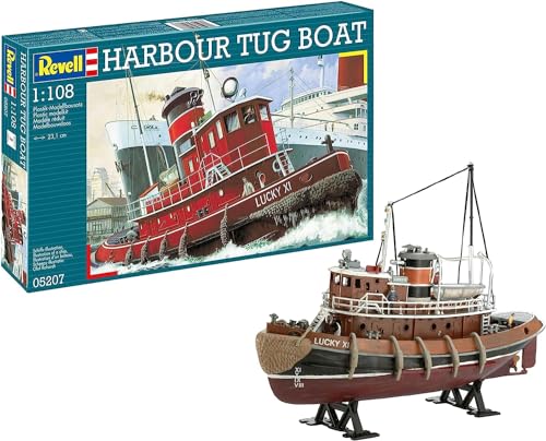 Revell Modellbausatz Schiff 1:108 - Harbour Tug Boat im Maßstab 1:108, Level 4, originalgetreue Nachbildung mit vielen Details, Hafenschlepper, 05207, verschieden von Revell