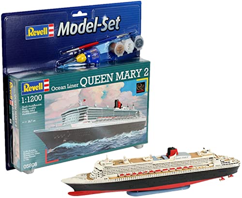 Revell Modellbausatz Schiff 1:1200 - Ocean Liner Queen Mary 2 im Maßstab 1:1200, Level 4, originalgetreue Nachbildung mit vielen Details, Kreuzfahrtschiff, Model Set mit Basiszubehör, 65808 von Revell